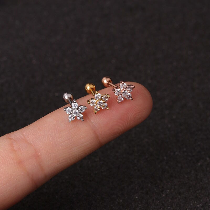 Miniature : 20G Cartilage Tiny Stud Earring, Flat Back Earring,Heart Stud Earring | HSPJ1997