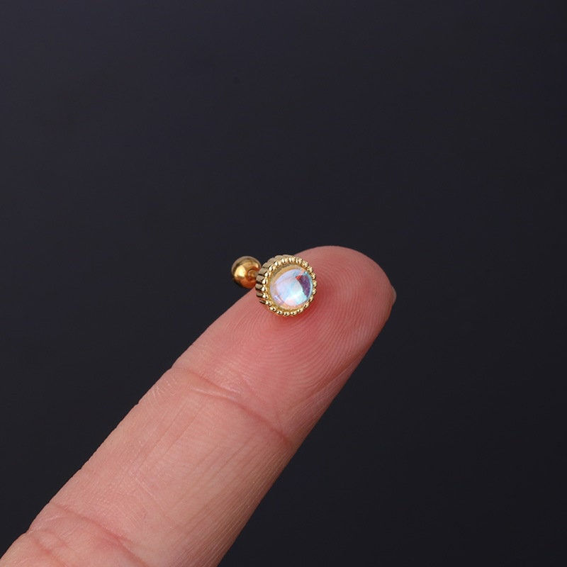 Miniature : 20G Cartilage Tiny Stud Earring, Moonstone Stud Earrings | HSPJ305