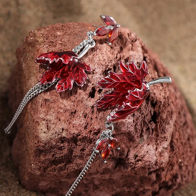Red Maple Leaf Earrings