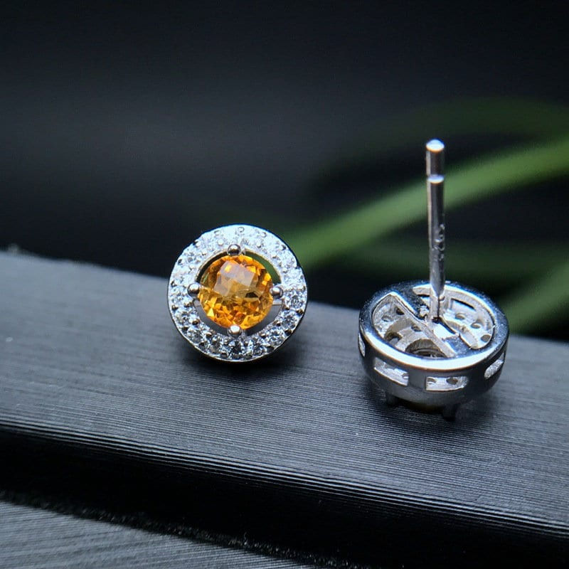 Thumbnail: 925 Silver Natural Citrine Earrings, Citrine Studs, Citrine Jewelry | FME - E003