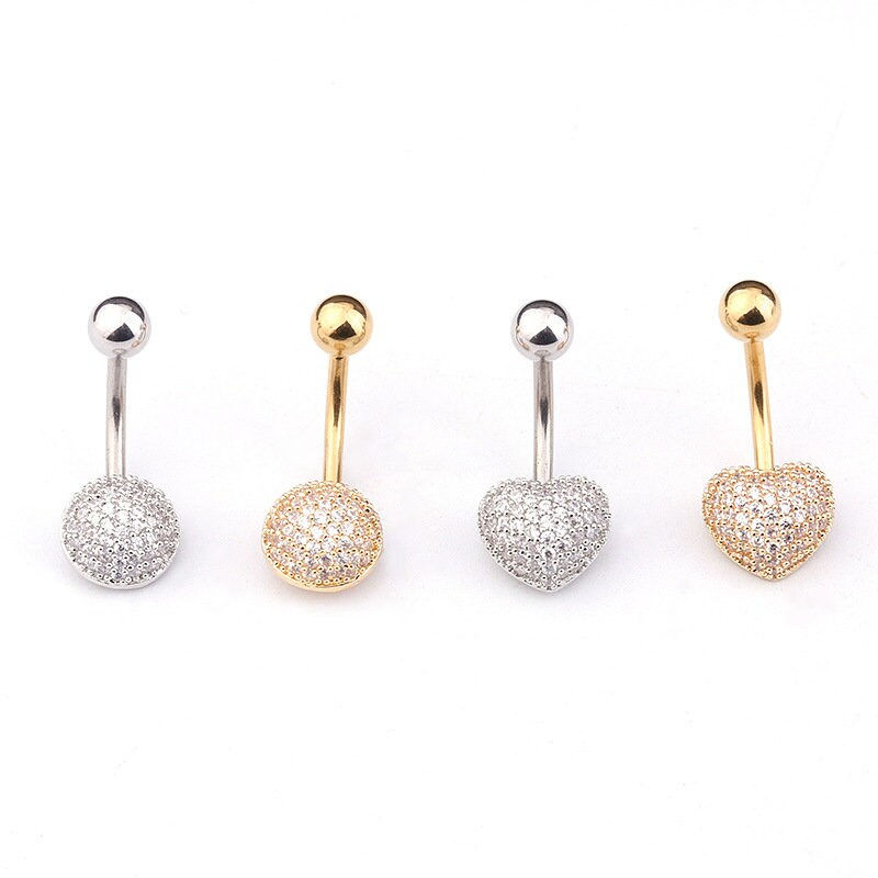 Miniature : 14G Surgical Steel Belly Ring, Heart Navel Ring, Belly Button Ring | ER8532