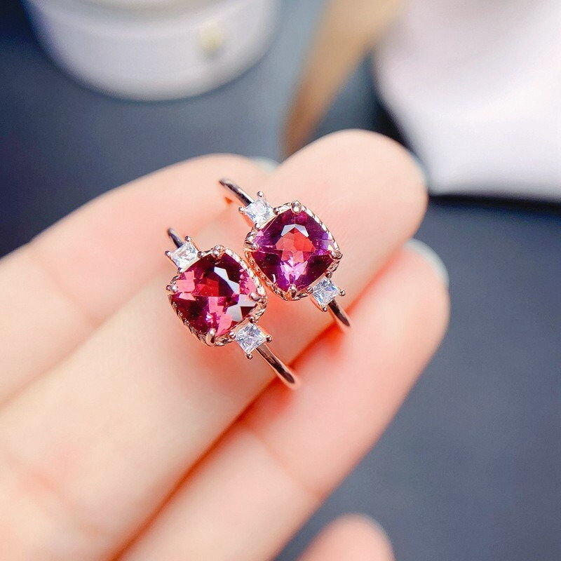 Thumbnail: 18K Gold Rhodolite Garnet Ring, Anxiety Ring, June Birthstone Ring | FME - R352