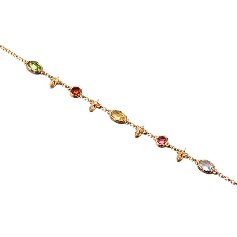 Miniaturbild: 925 Silver Gold Vermeil Natural Garnet Peridot Citrine Topaz Bracelet | TB1594