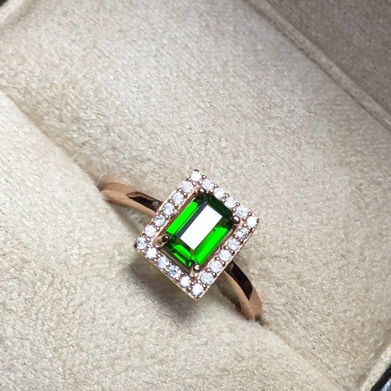 縮圖：18K Gold Diopside Solitaire Ring, 925 Sterling Silver Ring | FME - R368