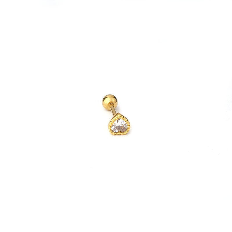 Miniature : 20G Cartilage Tiny Stud Earring, Emerald Heart Earrings | HSPJ340