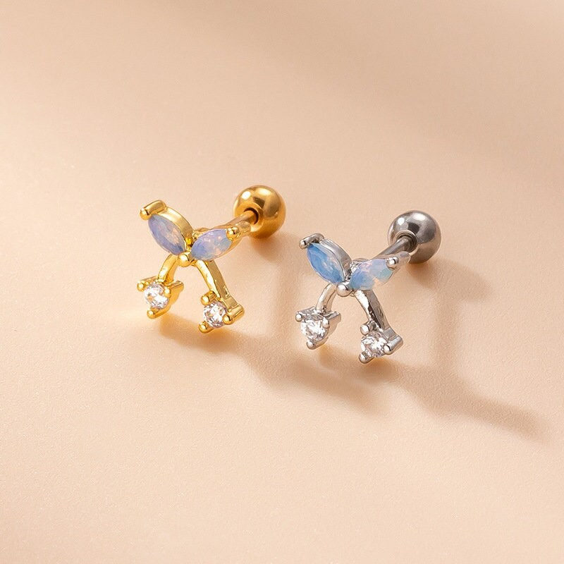 Thumbnail: 20G Cartilage Tiny Stud Earring, Flat Back Earrings, Butterfly Earring | HSPJ763