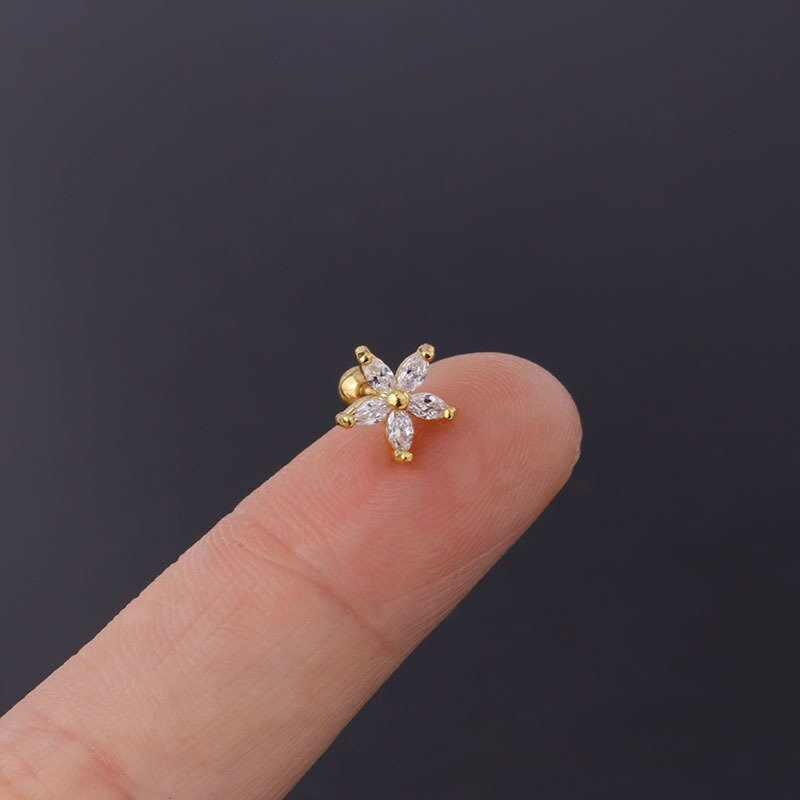 縮圖：20G Cartilage Tiny Stud Earring,  Flower Stud Earrings | HSPJ301