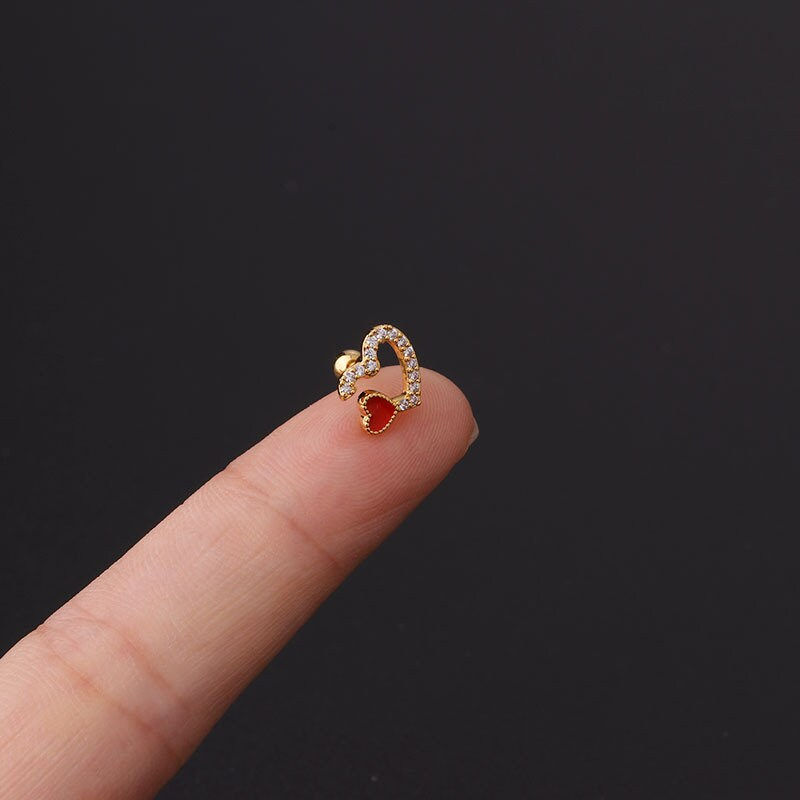 Thumbnail: 20G Cartilage Tiny Stud Earring, Heart Stud Earrings, Cute Earrings |  HSPJ356