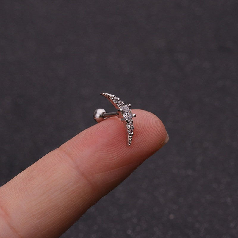 Thumbnail: 20G Cartilage Tiny Stud Earring, Bar Earrings, Star Stud Earrings | HSPJ1916