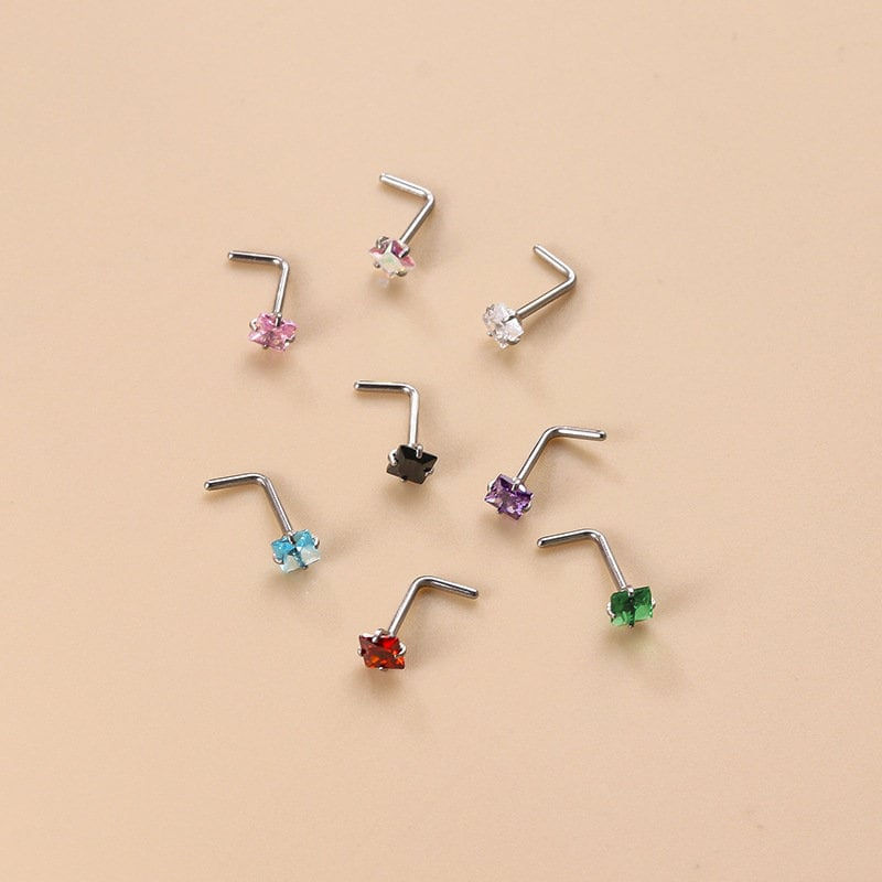 Miniaturbild: 20G Surgical Steel Small Nose Ring & Nose Stud, Geometric Nose Ring | HSPJ820