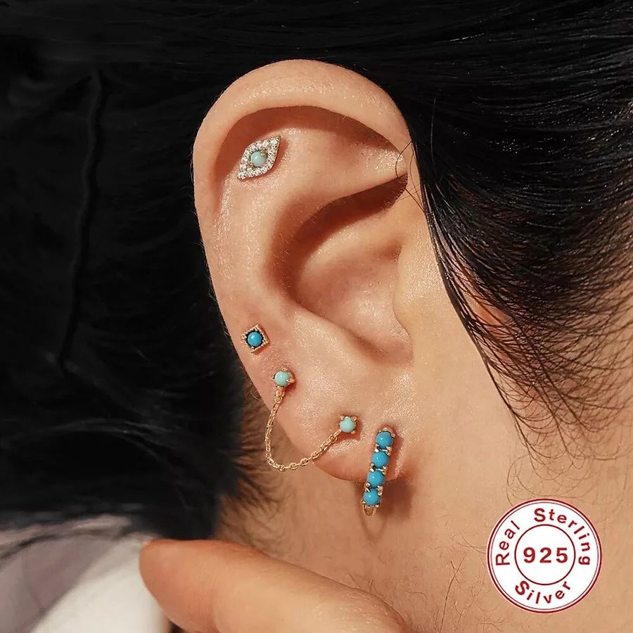 925 Silver Evil Eye Cartilage Piercing Jewelry