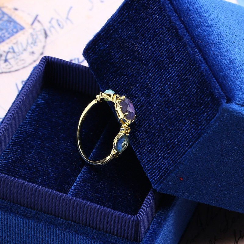 Thumbnail: 14K Gold Natural Amazonite Blue Topaz Iolite Crystal Jewelry Set | HJZB-173