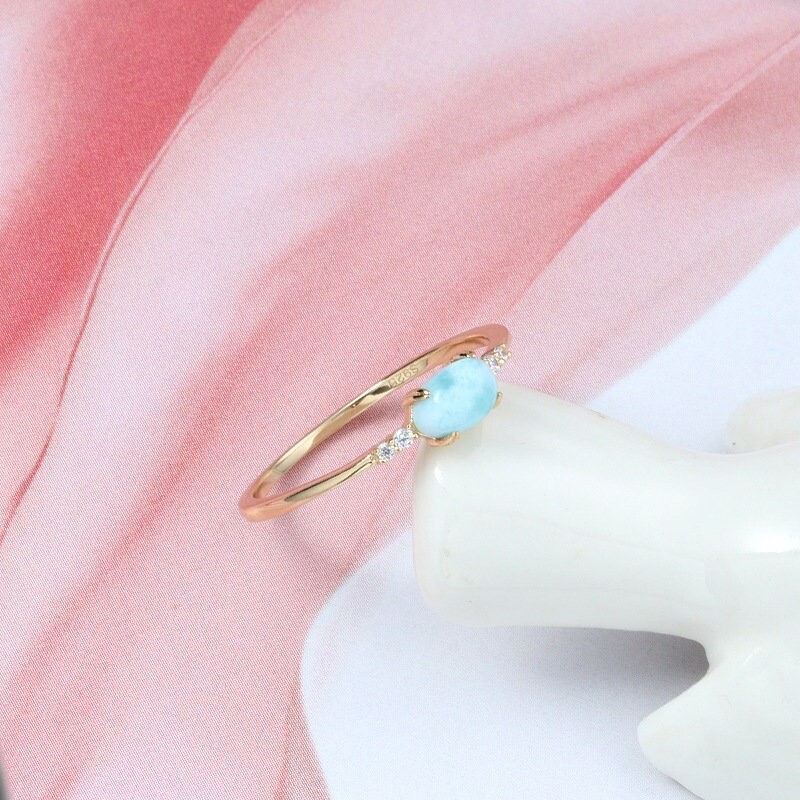 縮圖：S925 Natural Larimar Ring, Larimar Jewelry, Confidence Ring, Thin Ring | TB867
