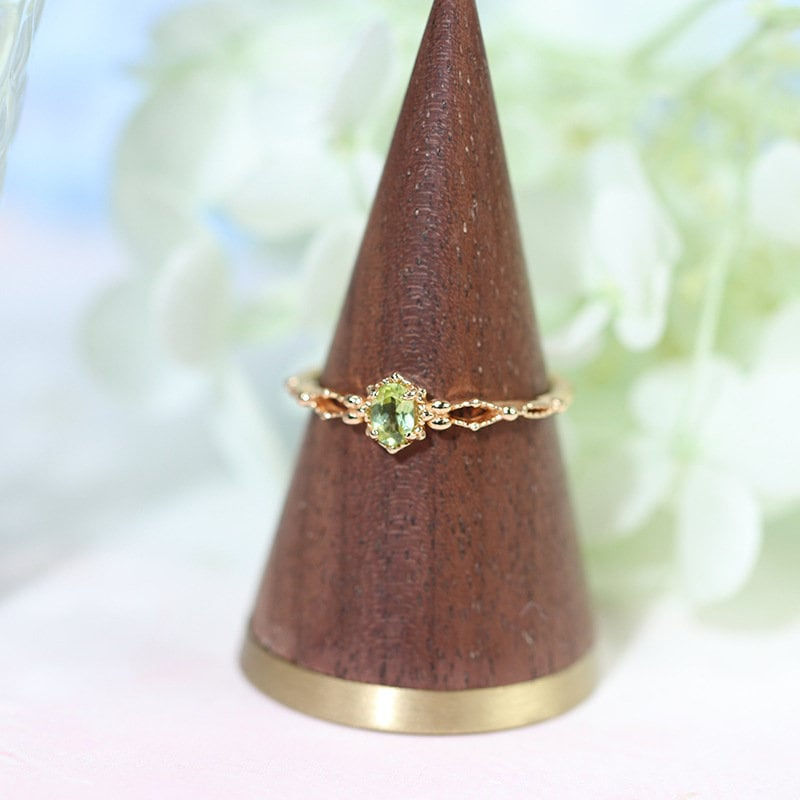縮圖：14K Gold Labradorite Ring Peridot Ring, Dainty Birthstone Ring | HJZB-344