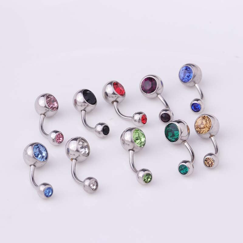 Thumbnail: 14G Surgical Steel Navel Piercing, Sparkling Belly Button Ring | HSBR18601