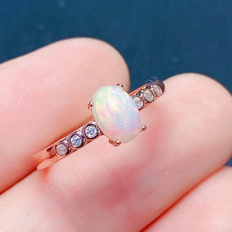 Thumbnail: 925 Silver Opal Ring, Opal Jewelry, Oval Ring, Opal Crystal | FME - R209
