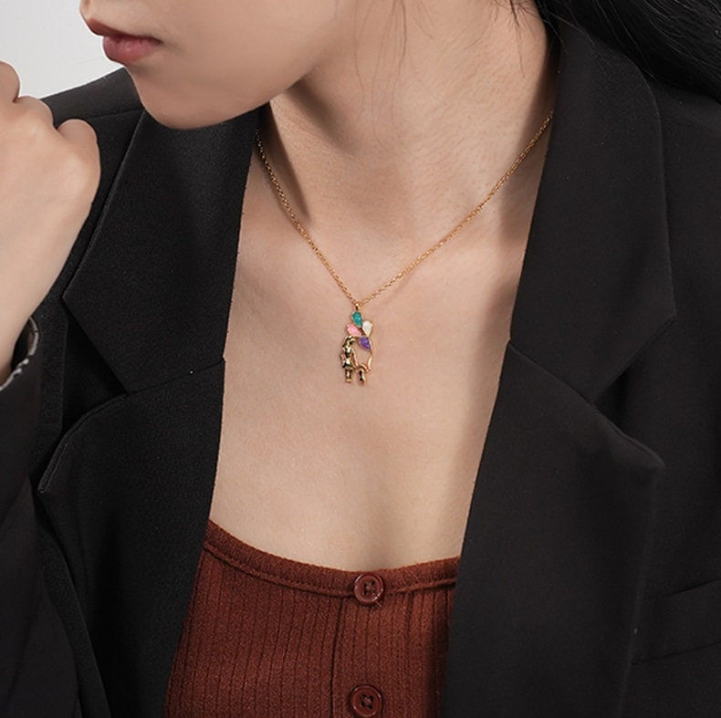 Miniature : S925 Gold Plated Mom and Child Necklace, Colorful Necklace | A2887