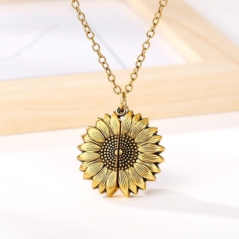 縮圖：Sunflower Locket Necklace, You are My Sunshine, Sunshine Necklace | HN100