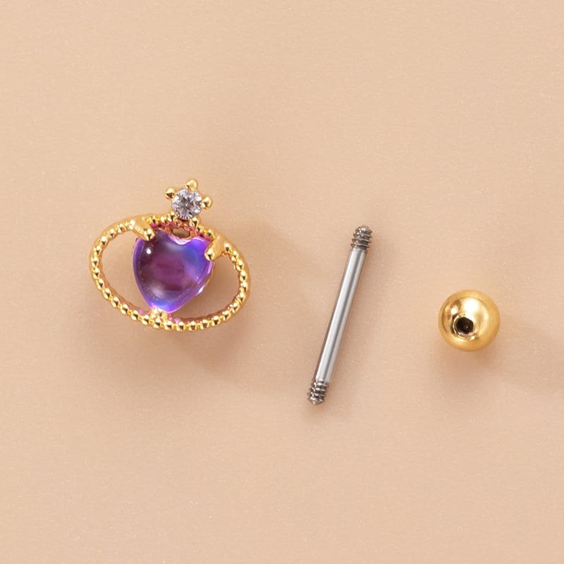 縮圖：20G Cartilage Tiny Stud Earring, Flat Back Earrings, Heart Conch Stud | HSPJ757