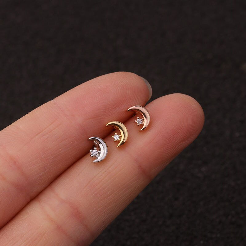 Miniaturbild: 20G Cartilage Tiny Stud Earring, Celestial Stud Earrings | HSPJ204