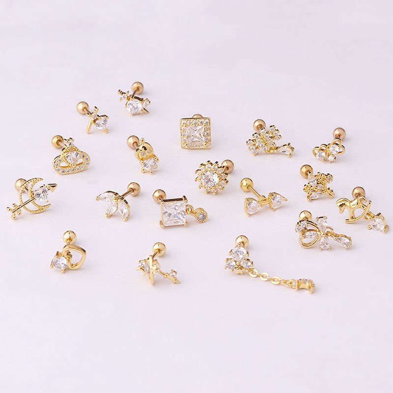 Thumbnail: 20G Cartilage Tiny Stud Earring | HSPJ719