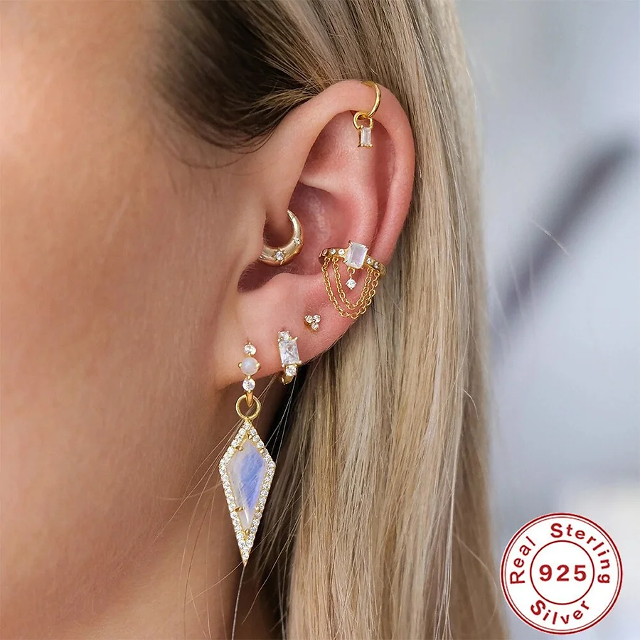 16G Sterling Silver Chain and Hoop Earrings