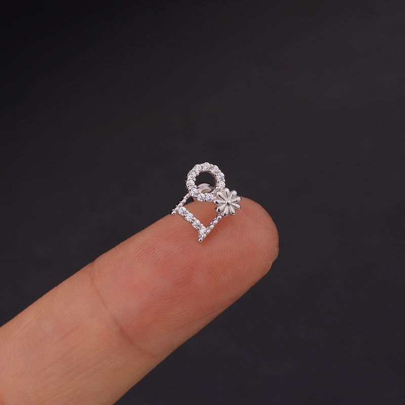 Miniaturbild: 20G Cartilage Tiny Stud Earring, 925 Sterling Silver Earrings | HSPJ244