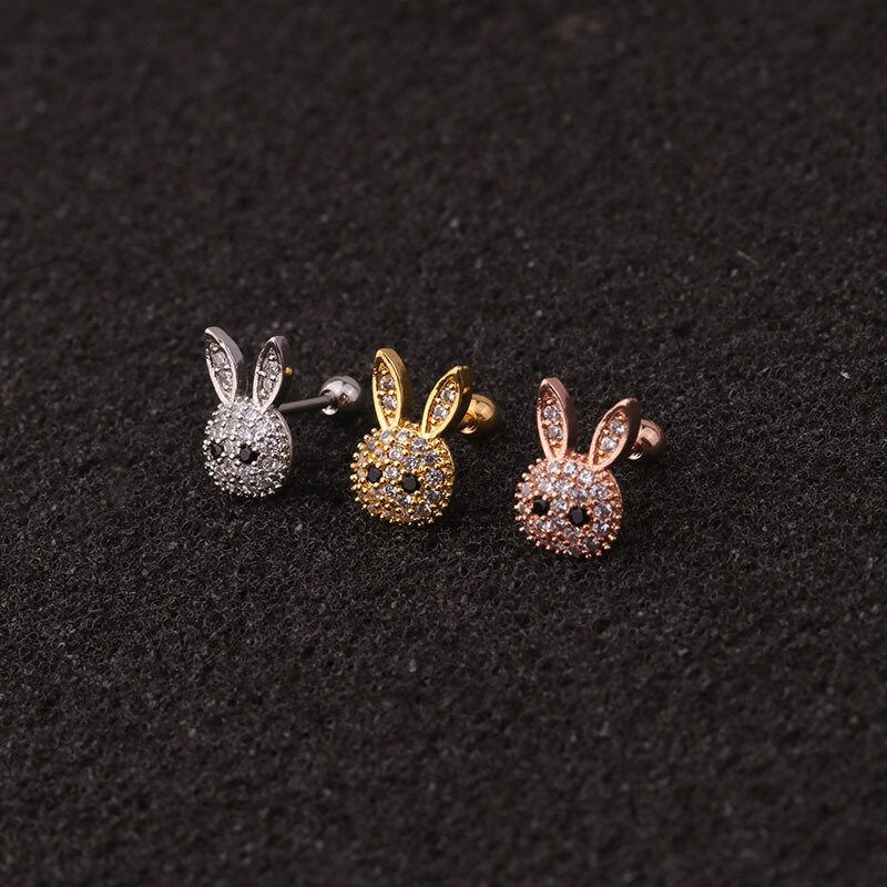 Miniaturbild: 20G Cartilage Tiny Stud Earring, Bunny Stud Earrings | HSPJ205