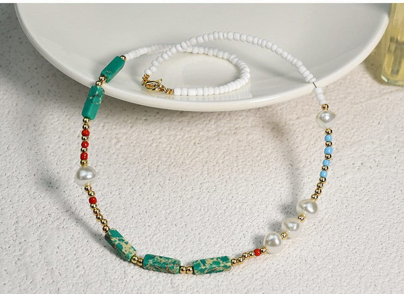 縮圖：Boho Seed Bead Choker Necklace, Beach Vibe, Beach Choker | N2529