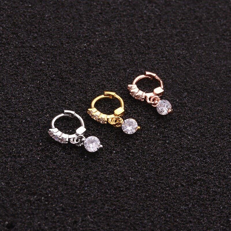 Miniaturbild: 18K Gold Cartilage Hoop Earrings, Cross Earrings, Bowknot Huggie Hoop | HSPJ1987