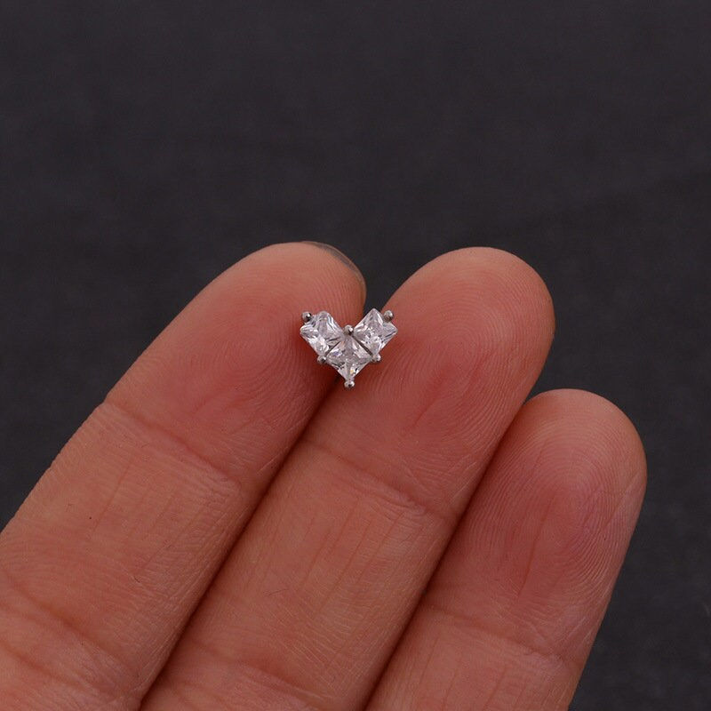 Thumbnail: 20G Cartilage Tiny Stud Earring, Flat Back Earrings, Leaf Earrings | HSPJ19111