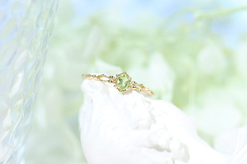 縮圖：14K Gold Labradorite Ring Peridot Ring, Dainty Birthstone Ring | HJZB-344