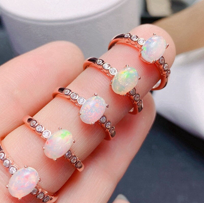 Thumbnail: 925 Silver Opal Ring, Opal Jewelry, Oval Ring, Opal Crystal | FME - R209