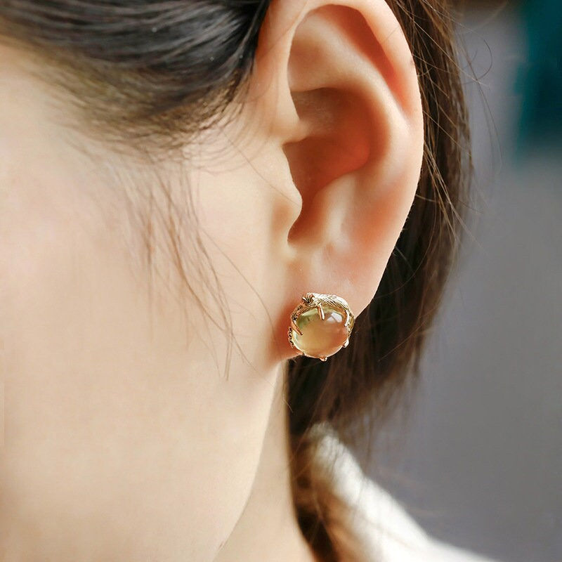 縮圖：925 Silver Lemon Quartz Stud Earrings, Lemon Quartz Earrings | TB2219-R2