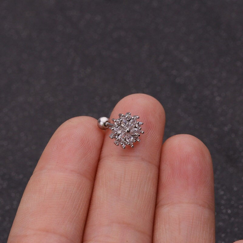 Thumbnail: 20G Cartilage Tiny Stud Earring, Bar Earrings, Star Stud Earrings | HSPJ1916