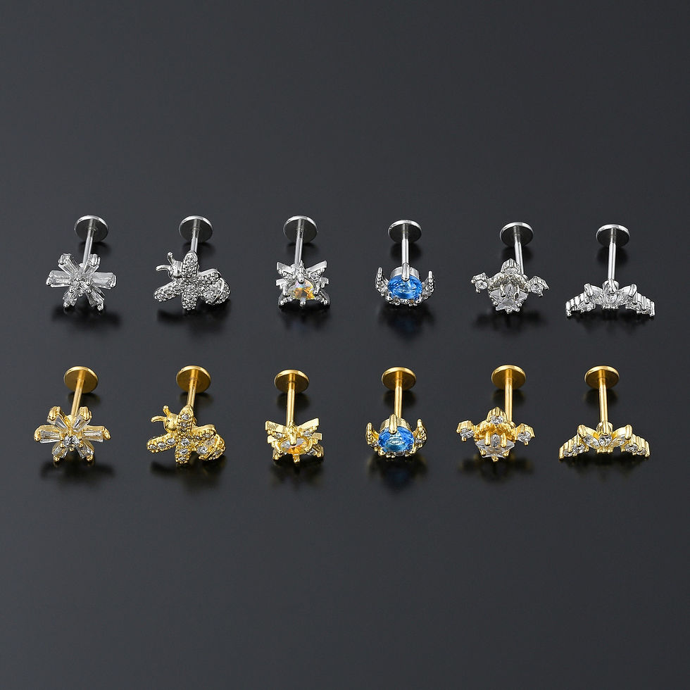 Thumbnail: 20G Cartilage Surgical Steel Earrings, Flower Earrings, Sun Earrings | CD530