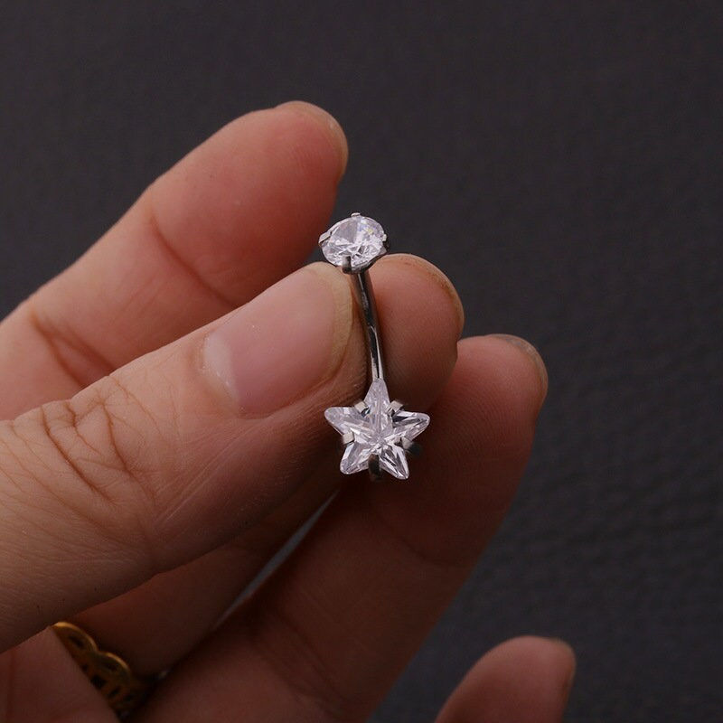 Thumbnail: 14G Surgical Steel Navel Ring, Gold Navel Button Piercing | ER8526