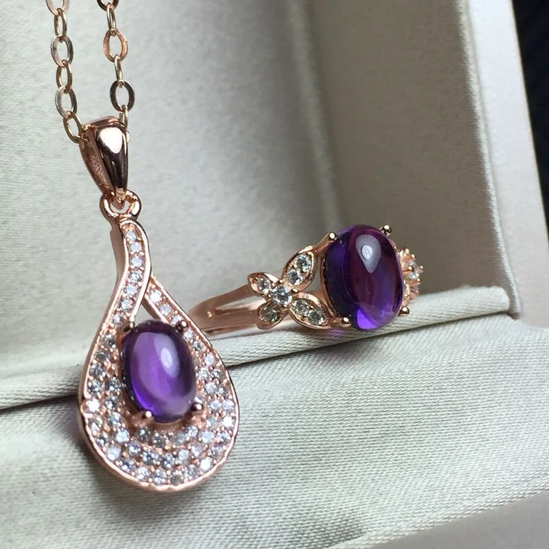 Rose Gold Amethyst Jewelry Set