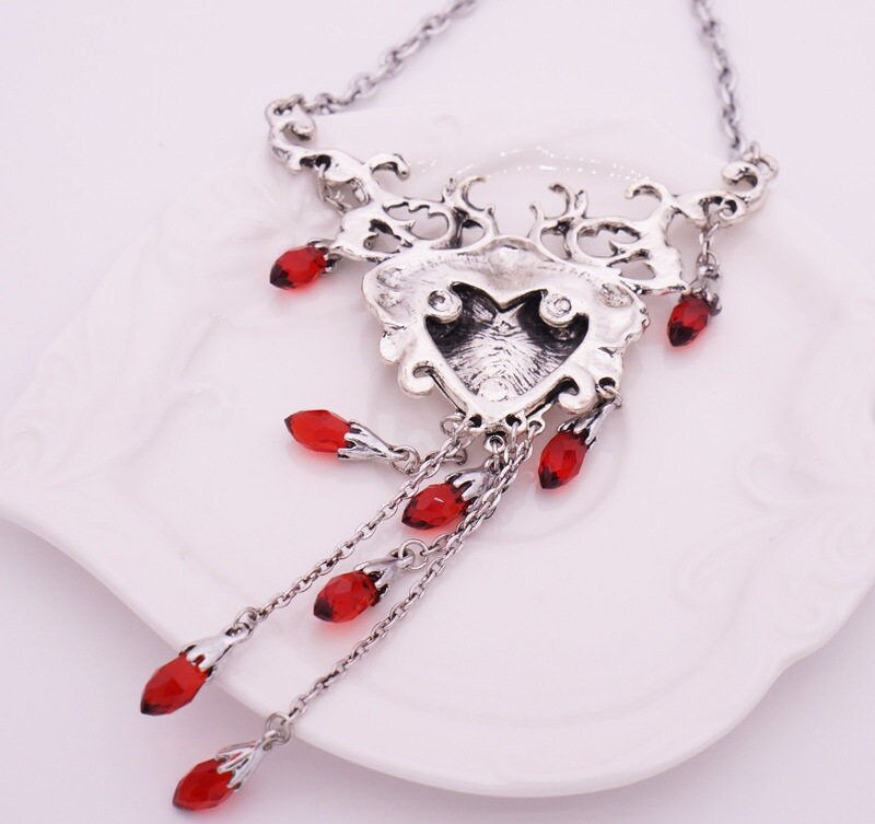 Miniaturbild: Halloween Heart Pendant Tassel Necklace, Halloween Jewelry | HL011