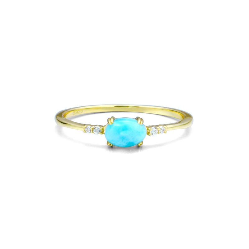 縮圖：S925 Natural Larimar Ring, Larimar Jewelry, Confidence Ring, Thin Ring | TB867