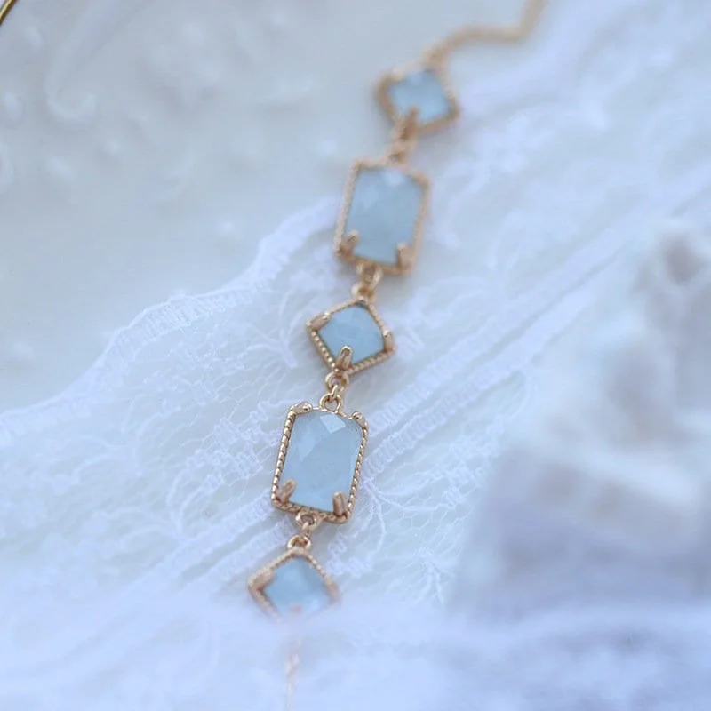 Baguette Aquamrine Chain Bracelet