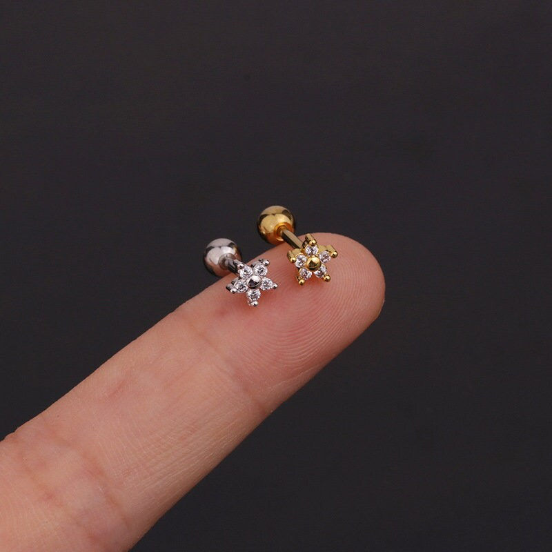 Miniature : 16G Cartilage Tiny Stud Earring, Flower Stud Earrings | HSPJ256