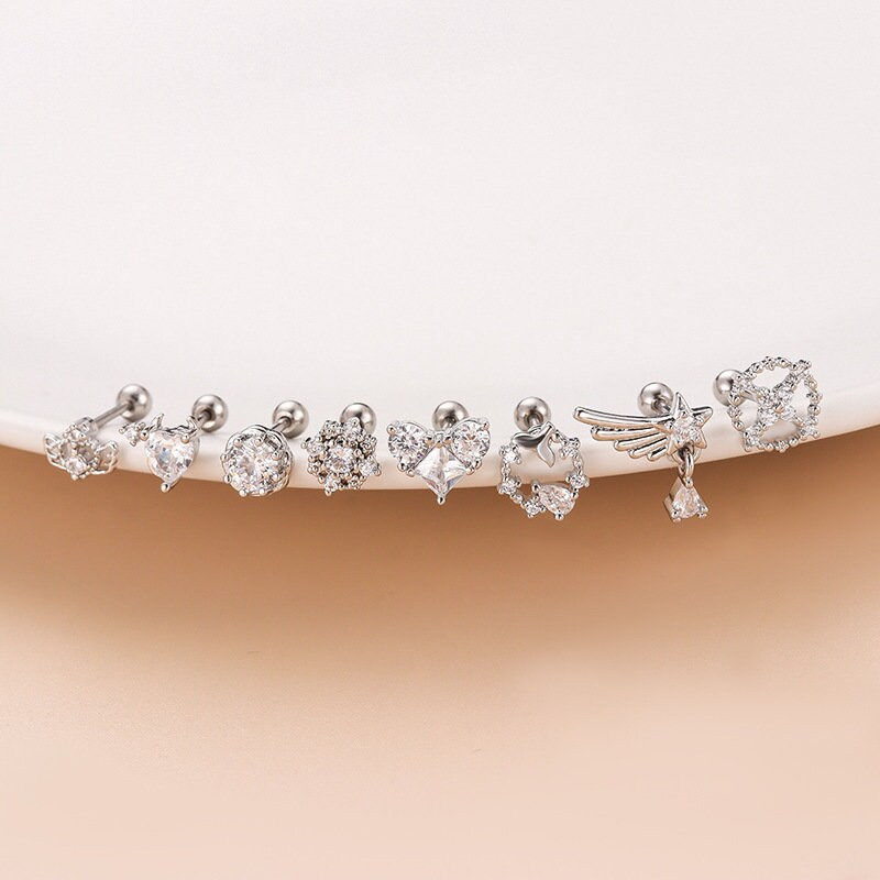 Thumbnail: 20G Cartilage Stud Earring, Diamond Cartilage Earring | HSPJ805