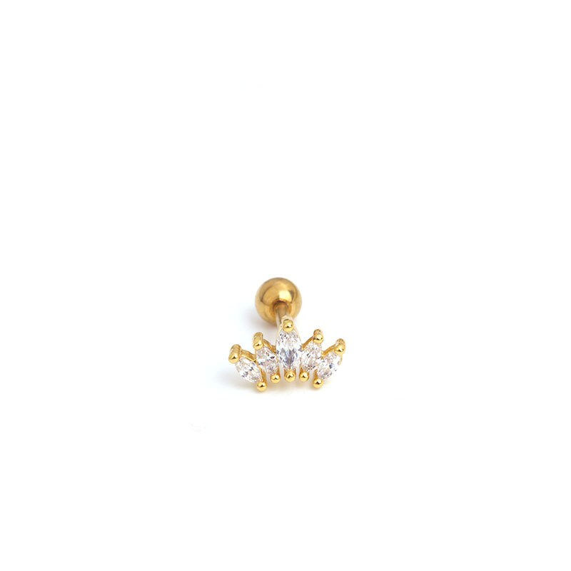 Thumbnail: 20G Cartilage Tiny Stud Earring, Flat Back Earrings, Crown Earrings | HSPJ1908