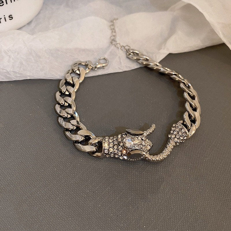 Thumbnail: Chunky Snake Charm Curb Chain Bracelet, Oversized Bracelet | HB795