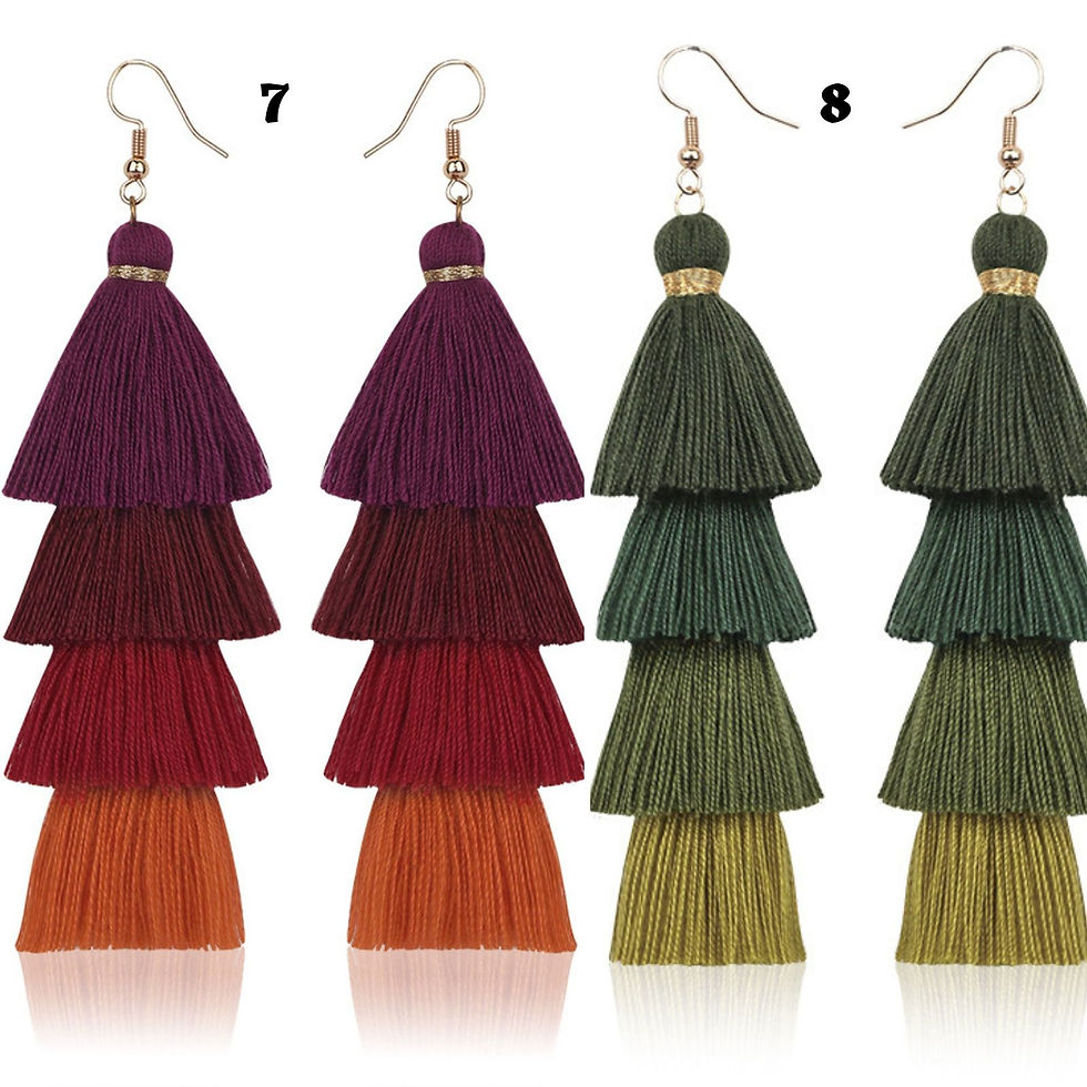 縮圖：Macrame Fringe Earrings, Boho Tassel Earrings, Large Color Earrings | E68123