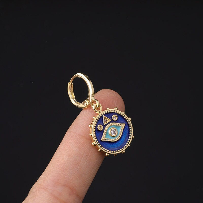 Miniaturbild: 18K Gold Boho Hoop Earrings, Dangle Hoop Earrings, Cartilage Hoop | HSPJ329