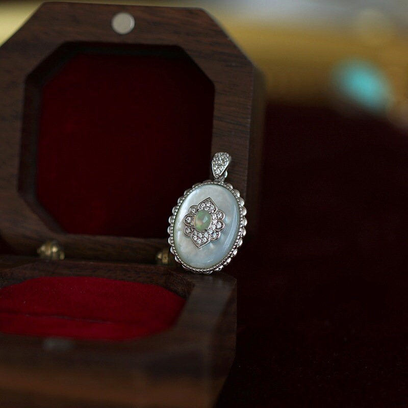 Miniature : 925 Silver 14K Gold Vermeil 14K Silver Vermeil Natural Opal Necklace | HJZB-255