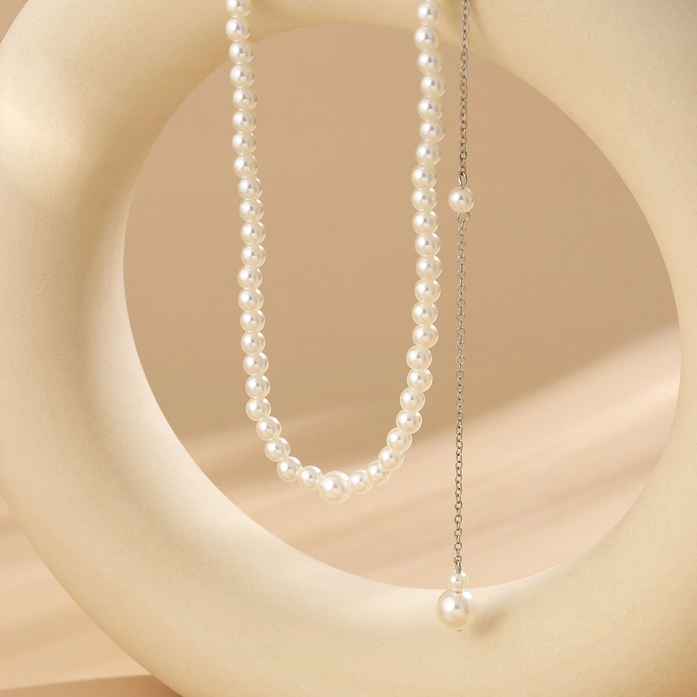 縮圖：Elegant Pearl Back Necklace, Sliding Back Chain, Low Back Necklace | D1242
