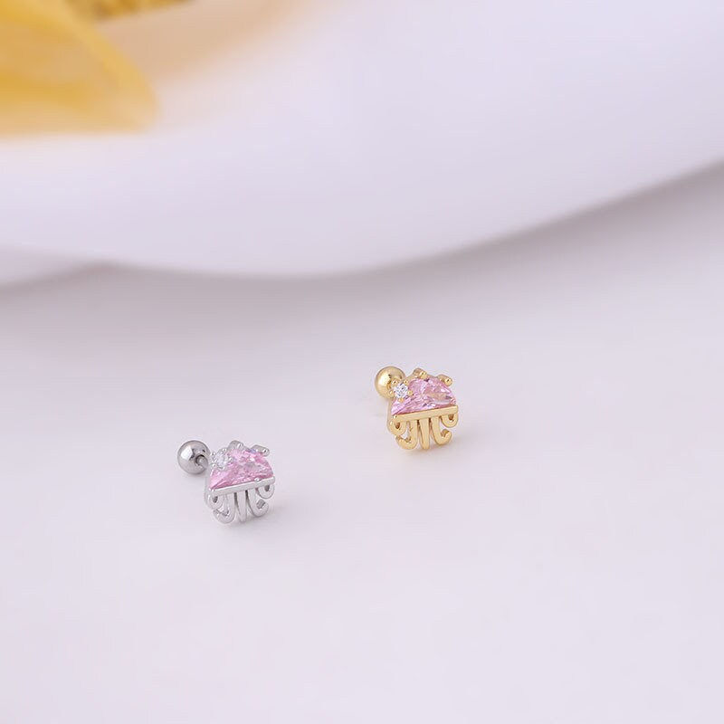 Miniaturbild: 20G Cartilage Tiny Stud Earring, Octopus Earrings, Heart Stud Earrings | HSPJ652